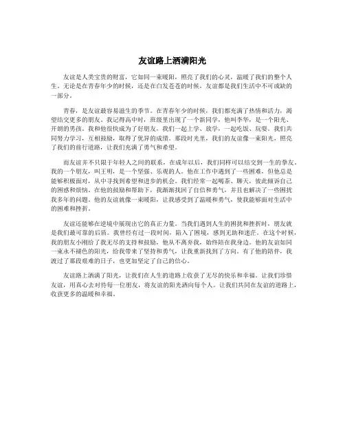 友谊路上洒满阳光