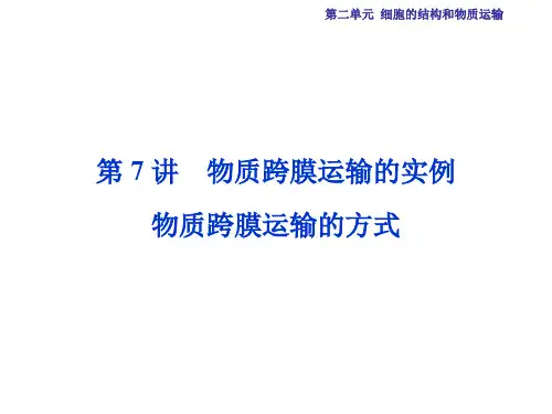 高考生物总复习 第2单元 第7讲 物质跨膜运输的实例物质跨膜运输的方式课件
