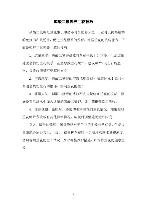 磷酸二氢钾养兰花技巧