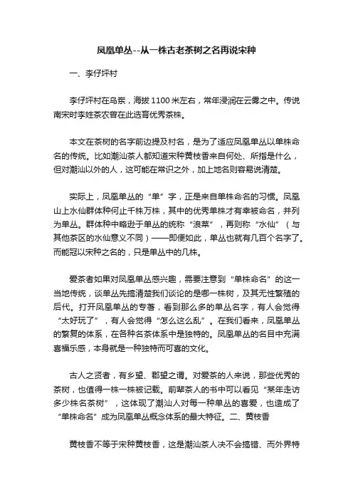 凤凰单丛--从一株古老茶树之名再说宋种