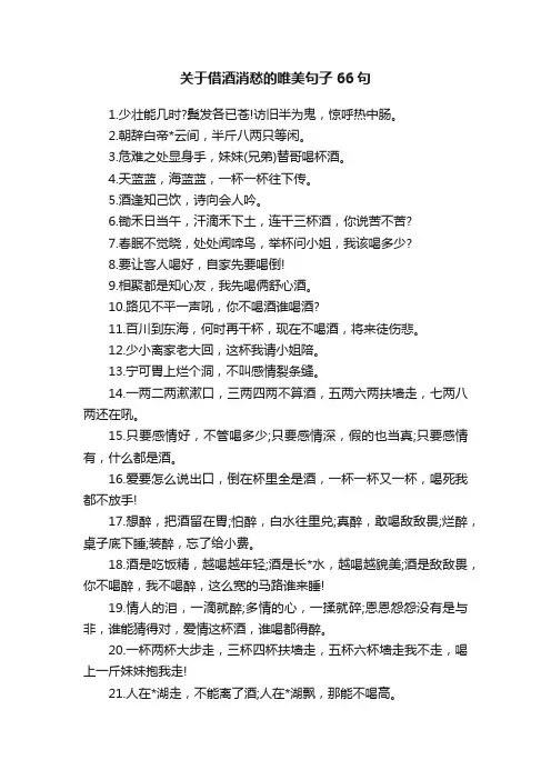 关于借酒消愁的唯美句子66句