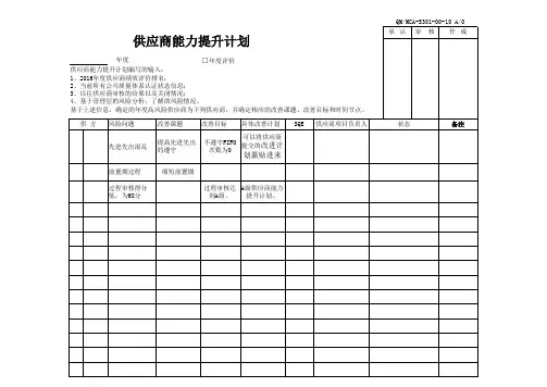 供应商能力提升计划