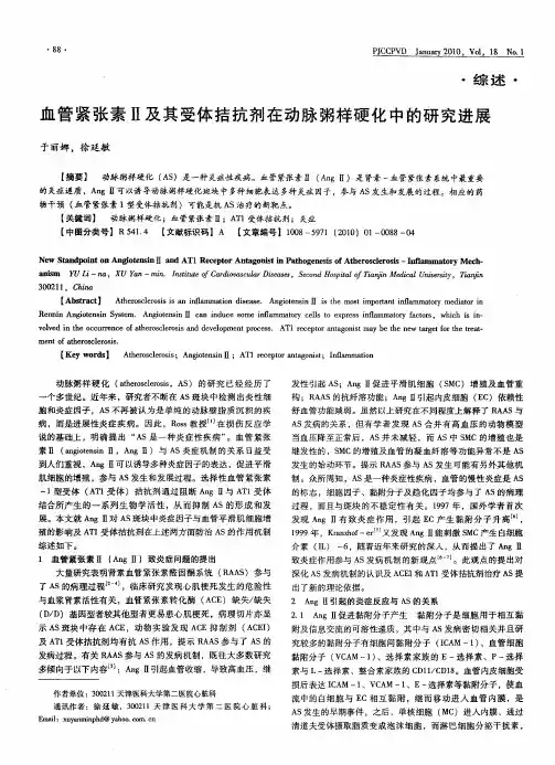 血管紧张素Ⅱ及其受体拮抗剂在动脉粥样硬化中的研究进展