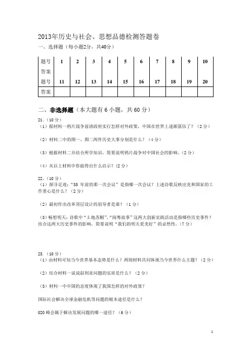 2013年历史与社会2