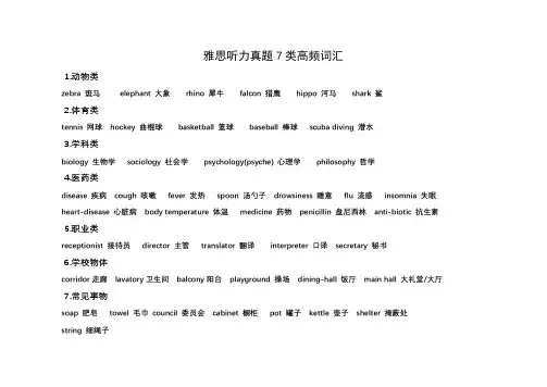 雅思听力真题7类高频词汇