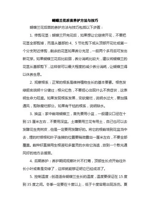 蝴蝶兰花后苗养护方法与技巧