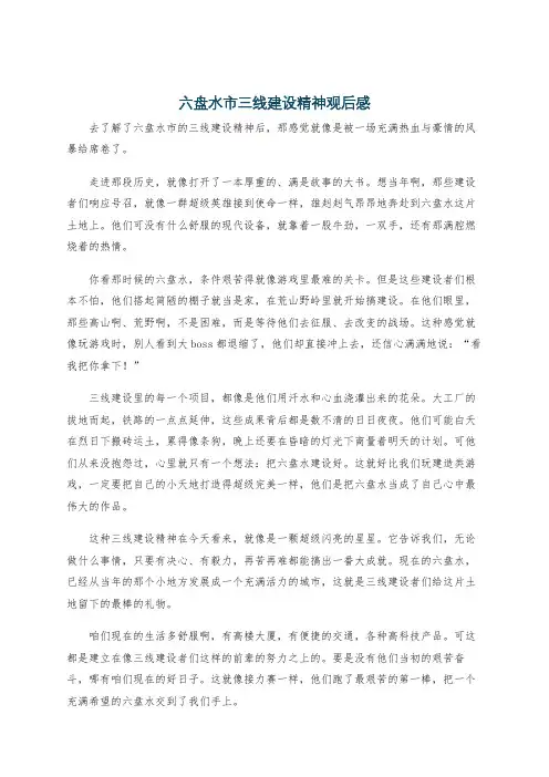 六盘水市三线建设精神观后感