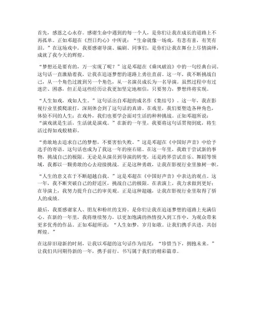 邓超个人年终总结金句