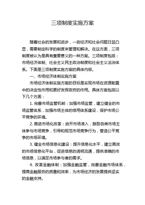 三项制度实施方案