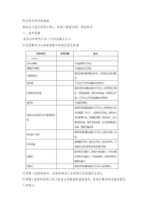 校内竞价网采购指南