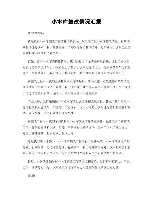 小水库整改情况汇报