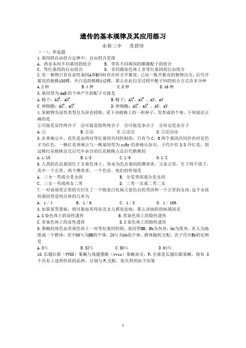 专题复习 遗传的基本规律及应用练习
