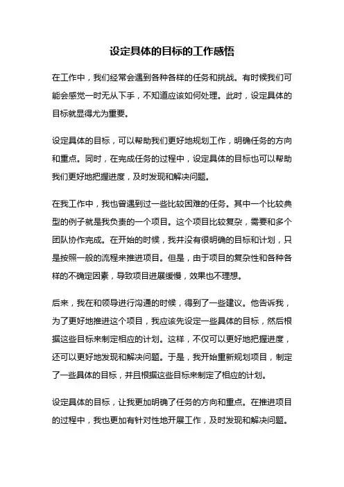 设定具体的目标的工作感悟