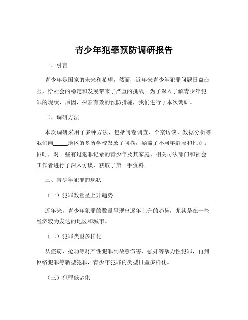 青少年犯罪预防调研报告