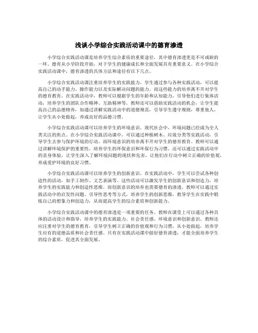 浅谈小学综合实践活动课中的德育渗透