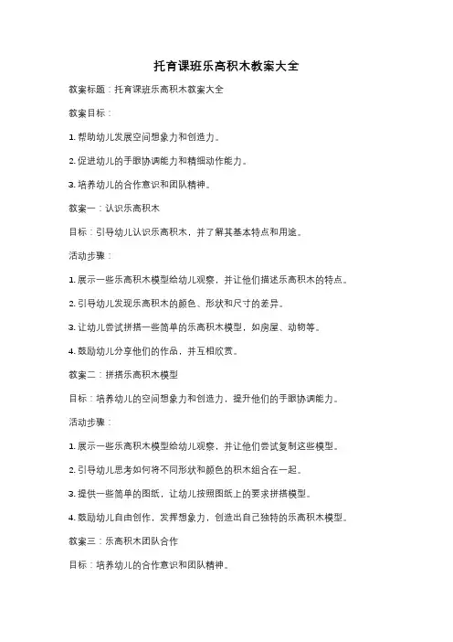 托育课班乐高积木教案大全