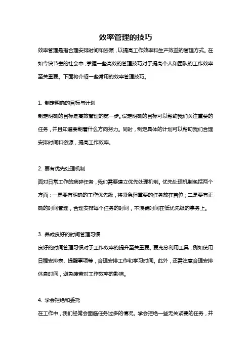 效率管理的技巧