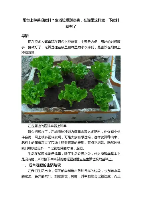 阳台上种菜没肥料？生活垃圾别浪费，在罐里这样沤一下肥料就有了