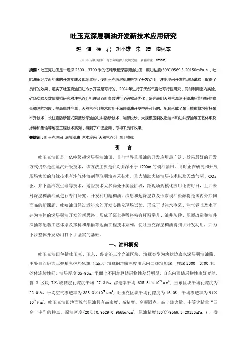 吐哈油田-吐玉克深层稠油开发新技术应用研究