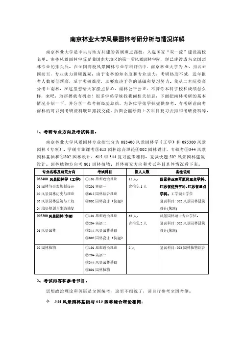 南京林业大学风景园林考研分析与情况详解