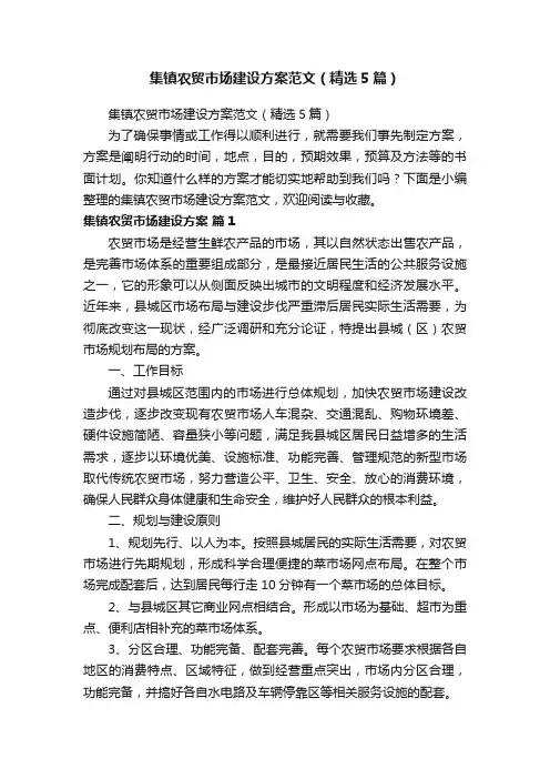 集镇农贸市场建设方案范文（精选5篇）