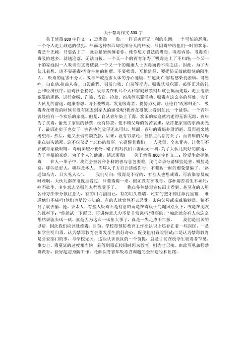 关于禁毒作文800字