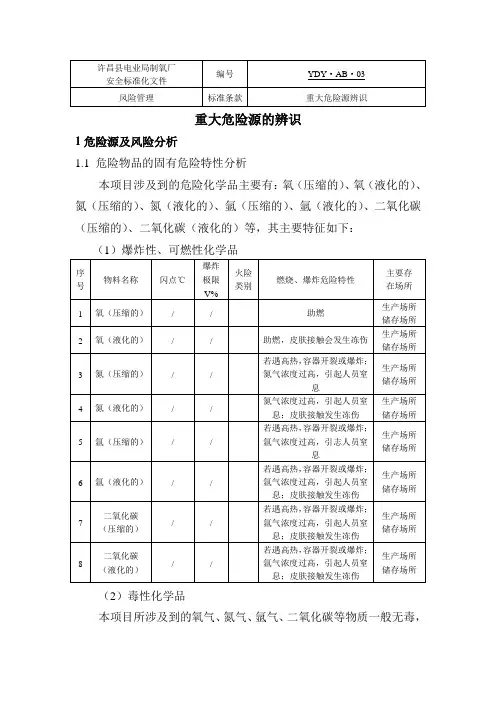 重大危险源的辨识