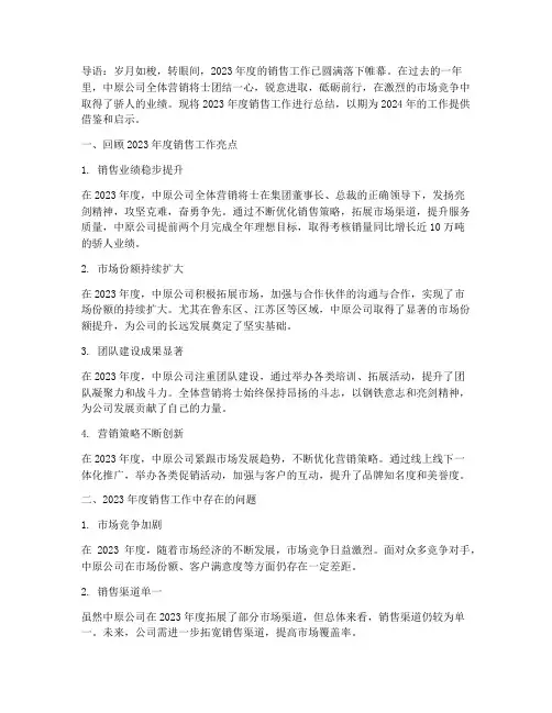 中原年度销售总结