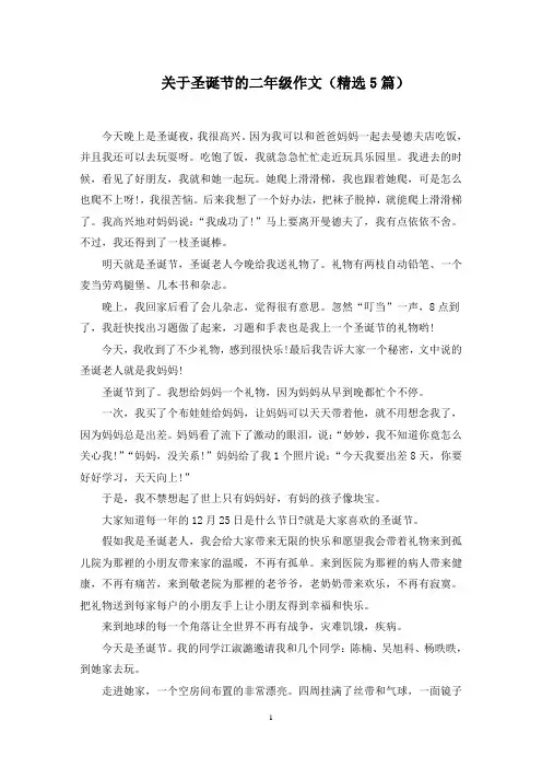 关于圣诞节的二年级作文(5篇)精选范文