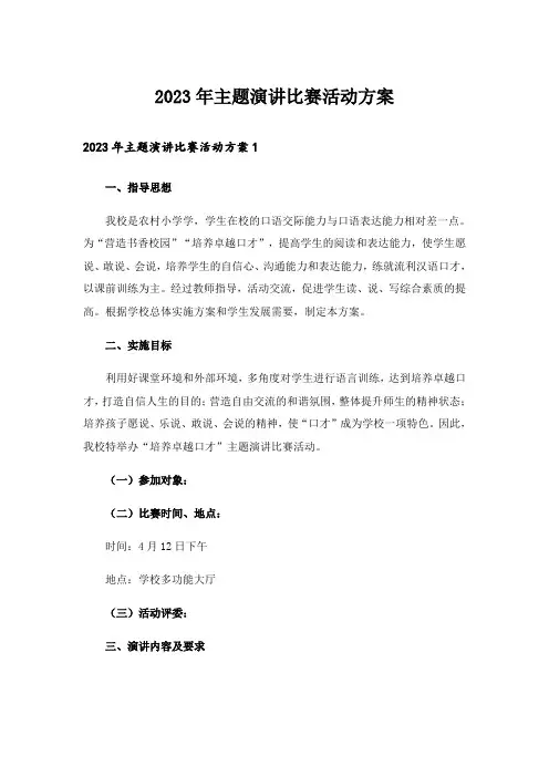 2023年主题演讲比赛活动方案