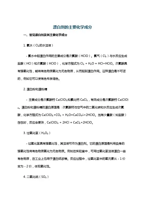 漂白剂的主要化学成分