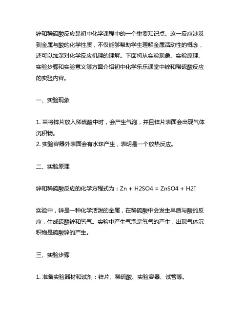 初中化学乐乐课堂锌和稀硫酸反应