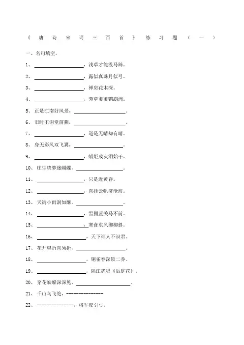 唐诗宋词练习题