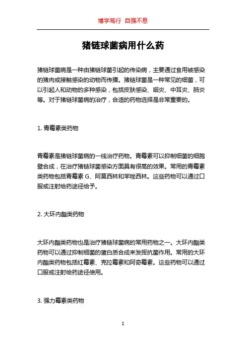 猪链球菌病用什么药