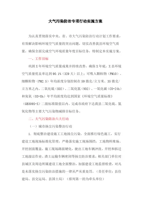 大气污染防治专项行动实施方案(最新)