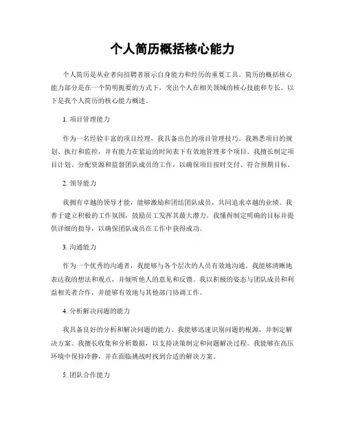 个人简历概括核心能力