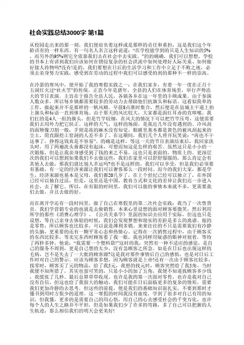 社会实践总结3000字(精选7篇)