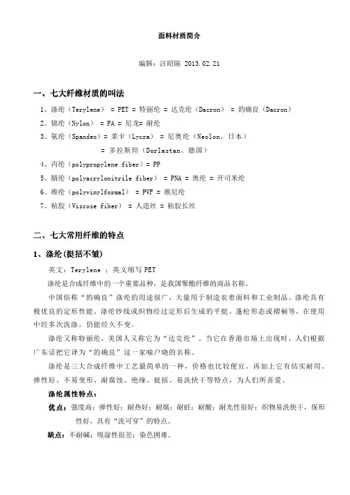 面料材质简介与鉴别
