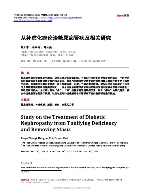 从补虚化瘀论治糖尿病肾病及相关研究