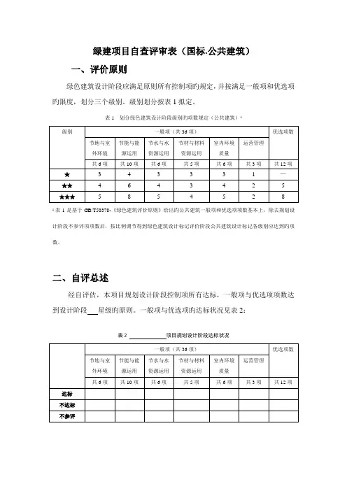 国标绿建专项项目自查评审表公建