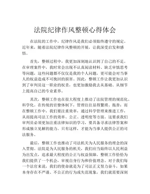 法院纪律作风整顿心得体会