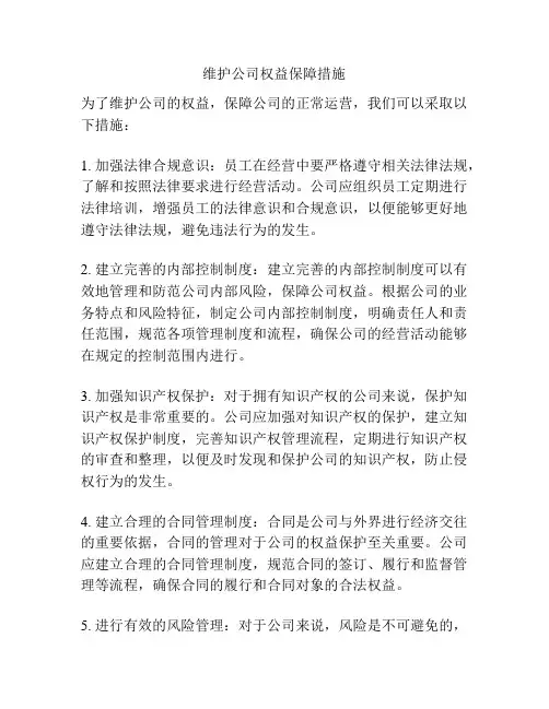 维护公司权益保障措施