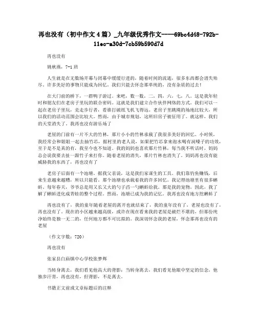 再也没有(初中作文4篇)_九年级优秀作文