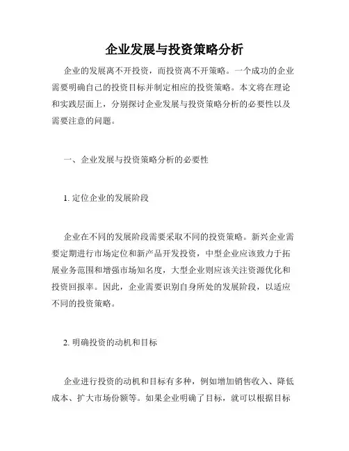 企业发展与投资策略分析