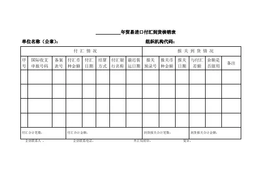 进口核销表及填表说明