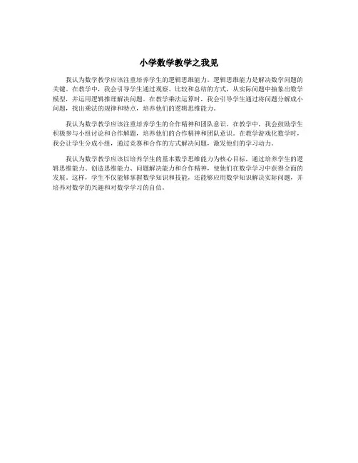 小学数学教学之我见
