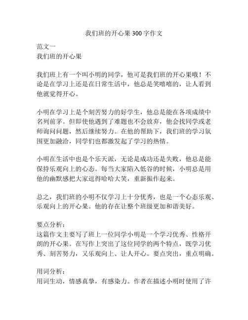 我们班的开心果300字作文