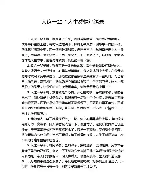 人这一辈子人生感悟篇语录