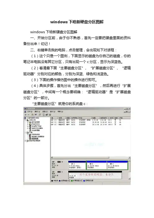 windows下给新硬盘分区图解