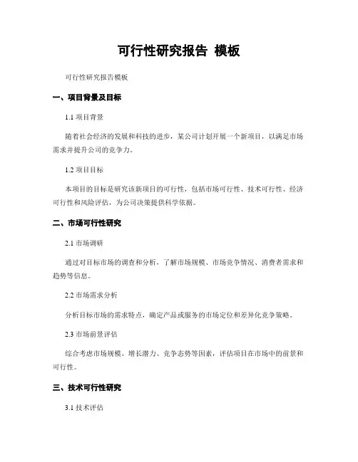 可行性研究报告 模板